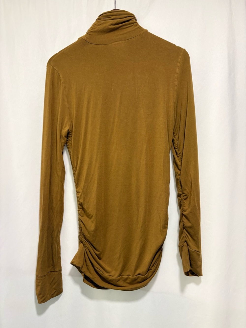 Soft Surroundings PATRITZIA Ruched Cowl Neck Tunic Top Mustard Gold Medium - Picture 3 of 6